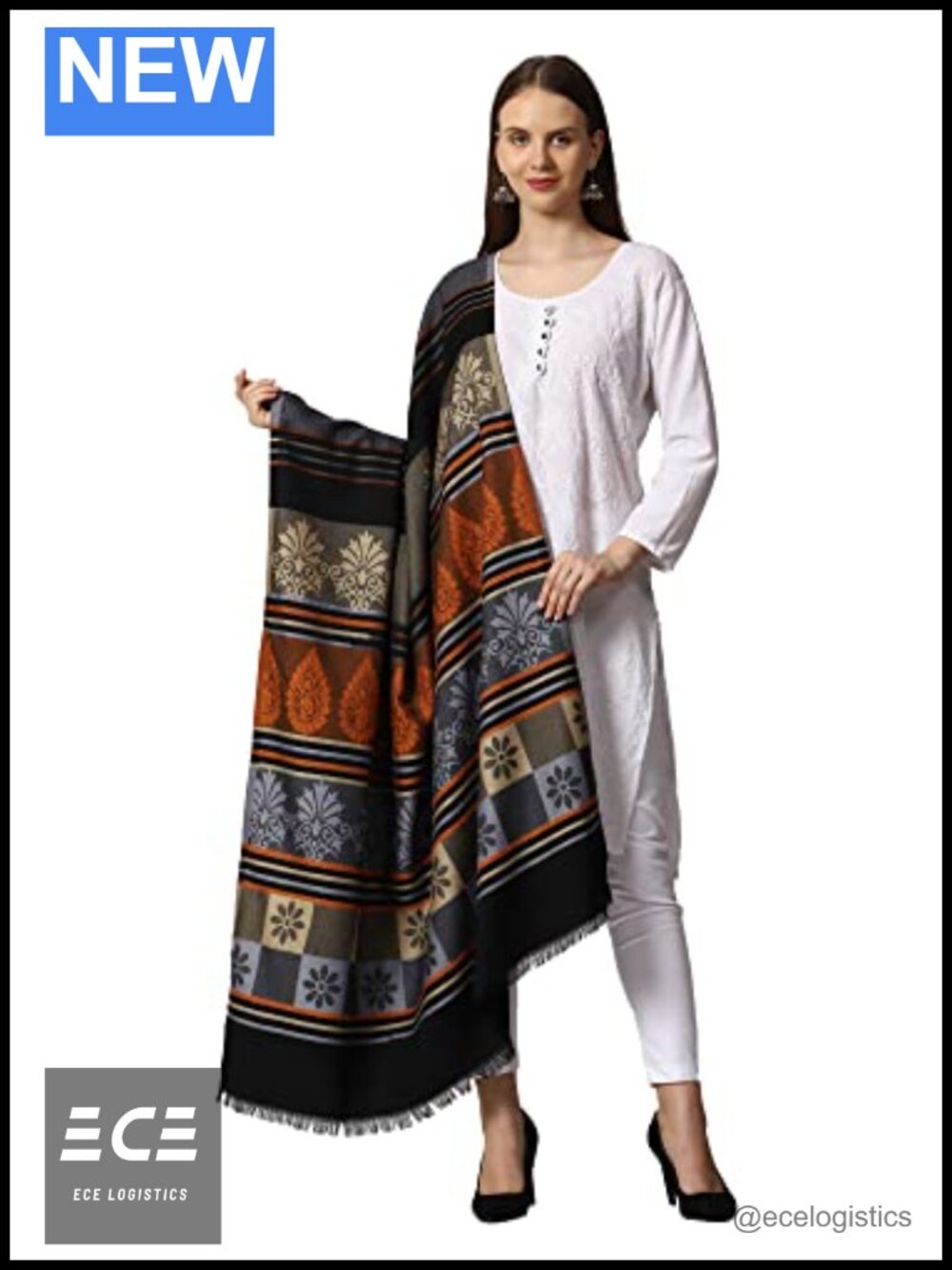 Kashmiri Kani Woven Wool Shawl Wrap Pashmina 40x80